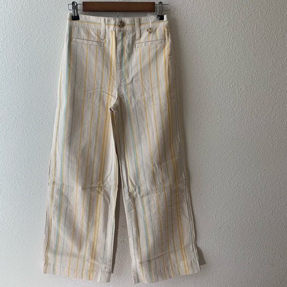 Madewell Emmett Wide Leg Crop Jeans In Stripe 24T - Picture 4 of 8